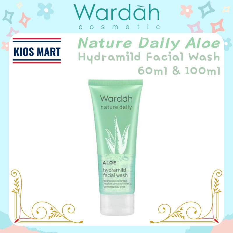 Wardah Nature Daily Aloe Hydramild Facial Wash 60ml &amp; 100ml | Gel Pembersih Wajah