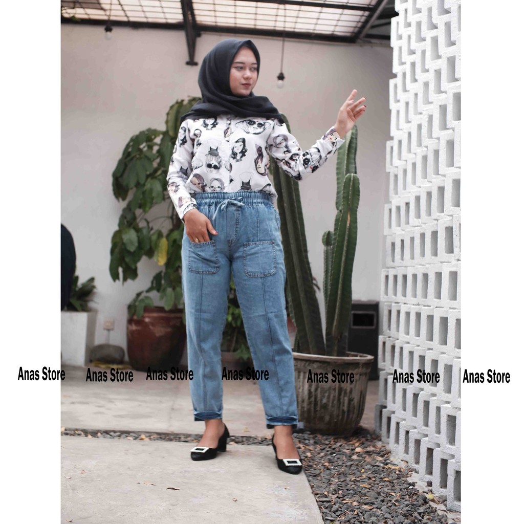 CELANA BOYFRIEND JEANS WANITA POLOS / CELANA BF JEANS