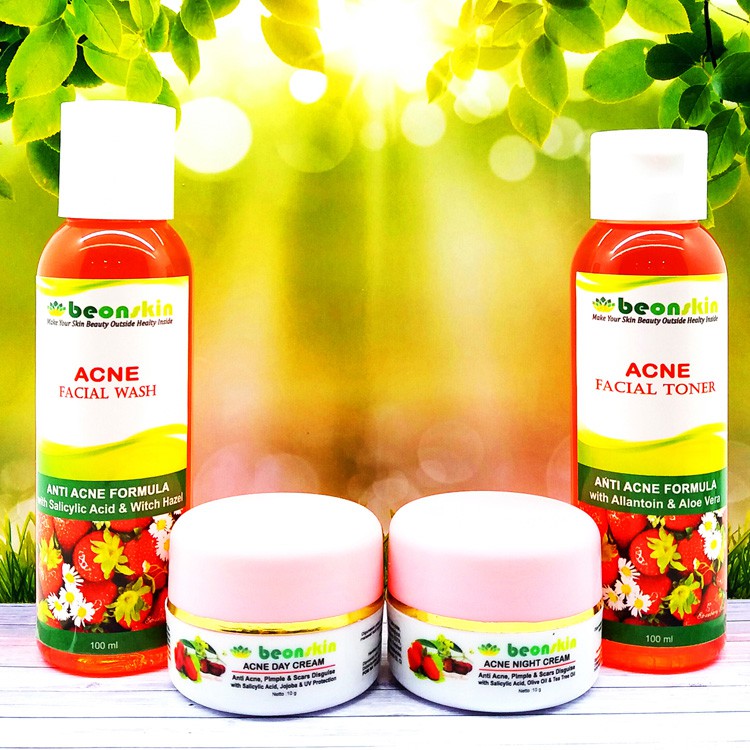 Beonskin BPOM Paket Acne Series | Acne Day Cream | Acne Night Cream | Acne Facial Wash | Acne Facial