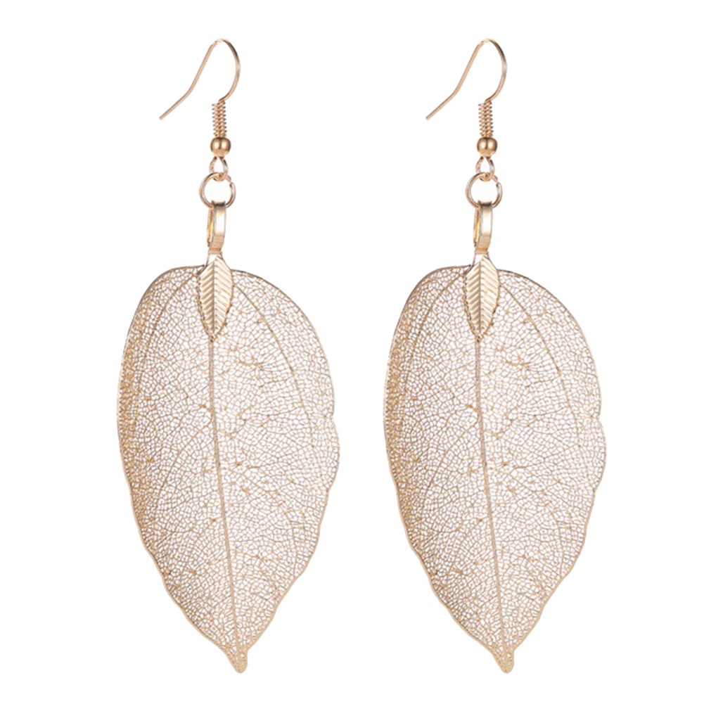 Hu Hu Hu Hu Hu Alat Bantu Pasang Kacamata♡ Anting Kait Gantung Statement Wanita Desain Daun Hollow Gaya Vintage Untuk Pesta