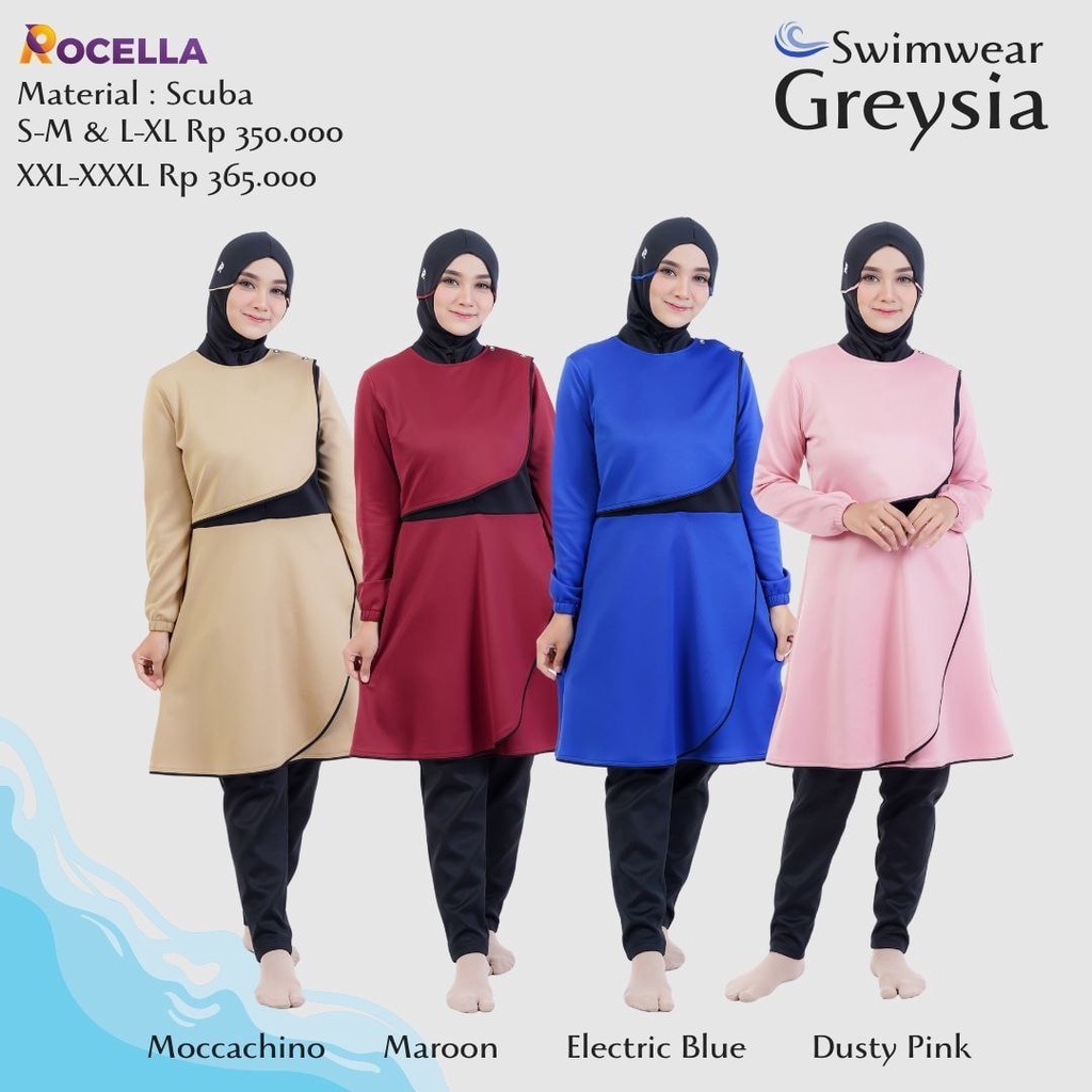 BAJU RENANG MUSLIMAH / BAJU RENANG SYARI / BAJU RENANG / BAJU RENANG WANITA / BAJU RENANG ROCELLA / 