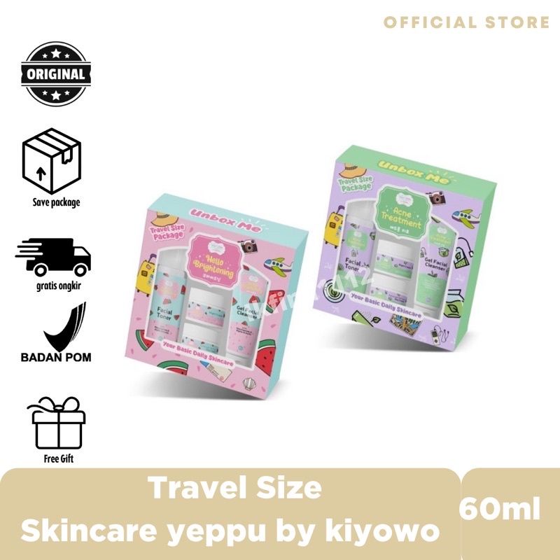 QEILA - YEPPU YEPPU BY KIYOWO SKINCARE TRAVEL SIZE PACKAGE 4in1 PAKET WAJAH BRIGHTENING ACNE