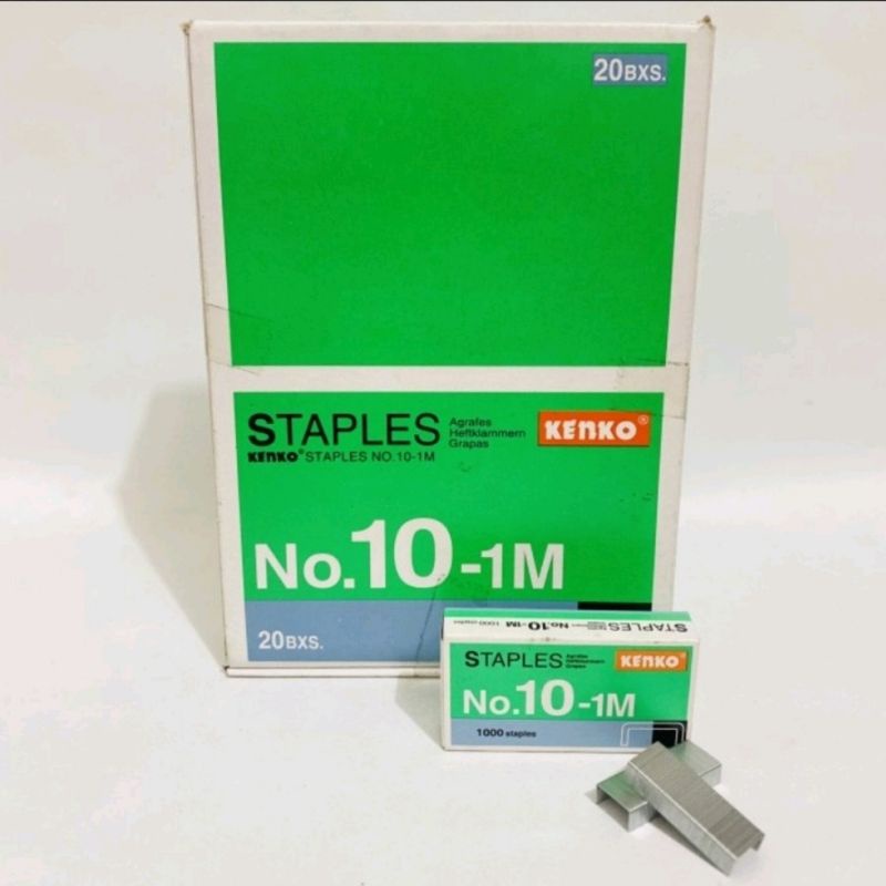 

Isi reffil refil stapler staples No 10 - 1M merk KENKO (isi stapler ukuran kecil) 1 box isi 20 kotak kecil