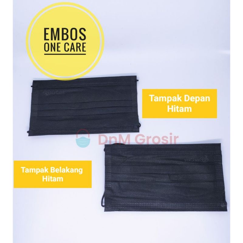 Masker Earloop Hitam Ne Care Embos Kemenkes 3 ply isi 50 pcs