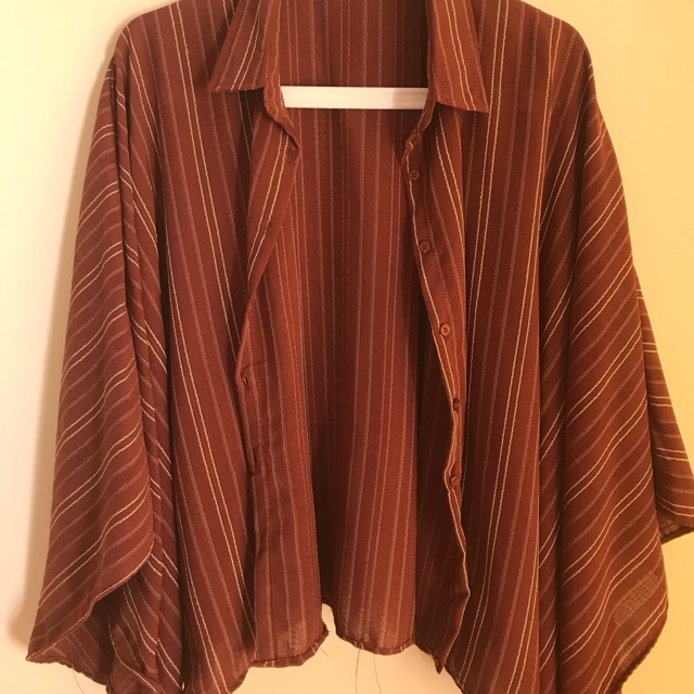 Kemeja Salur Batwing Warna Brick Shopee Indonesia