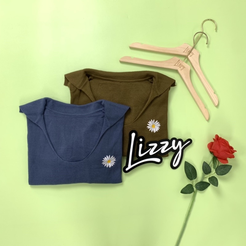 Lizzy - SWEATER CROPTY ENZO BORDIR DAISY PREMIUM