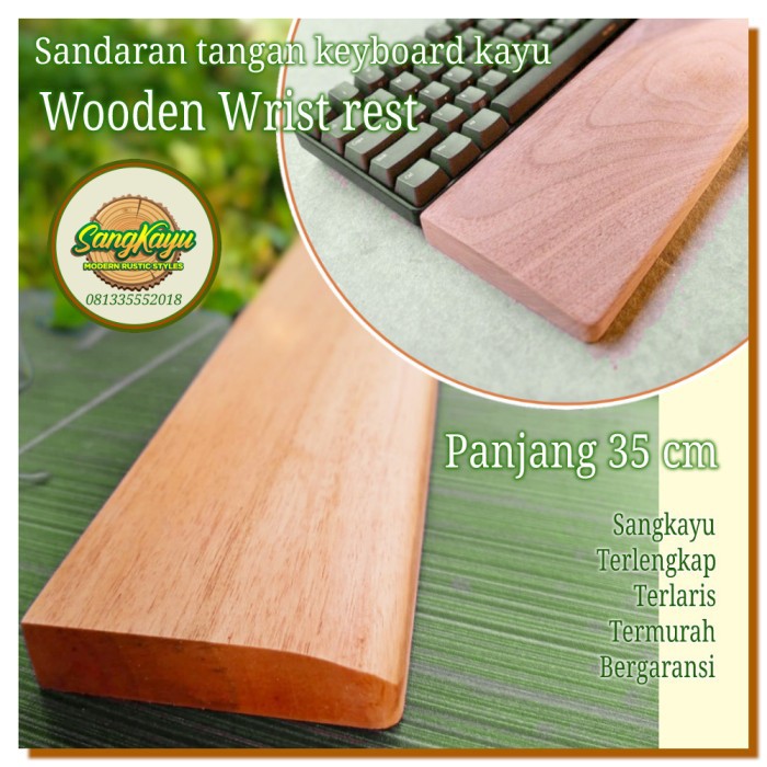 Wooden wrist rest for keyboard 35 cm sandaran tangan keyboard kayu