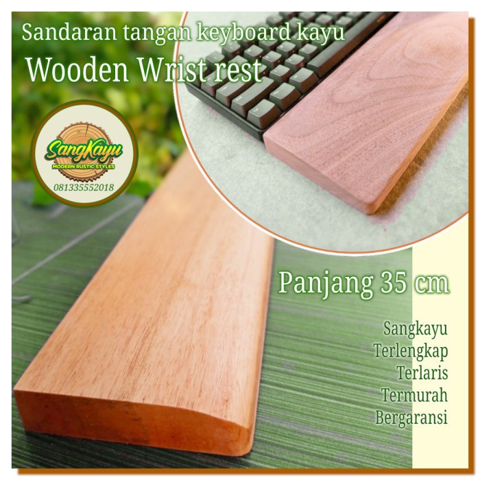 Wooden wrist rest for keyboard 35 cm sandaran tangan keyboard kayu