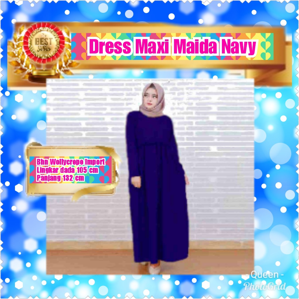 DRESS MAXI MAIDA YELLOW / NAVY / SALEM TERMURAH