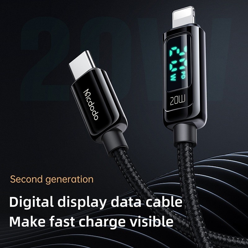 MCDODO CA-881 DIGITAL DISPLAY PRO KABEL CHARGER UNTUK IPHONE 12 PRO CABLE MAX C TO LIGHTNING 20W