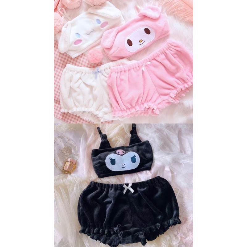 sanrio y2k cinnamoroll my melody pompompurin kuromi lingerie set bra cosplay fluffy bikini sleepwear