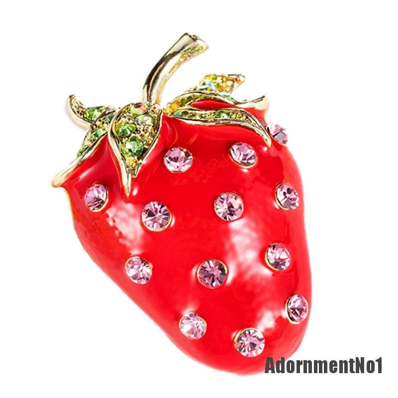 (Adornmentno1) Pin / Bros Bentuk Strawberry Untuk Dekorasi Pakaian / Syal Wanita