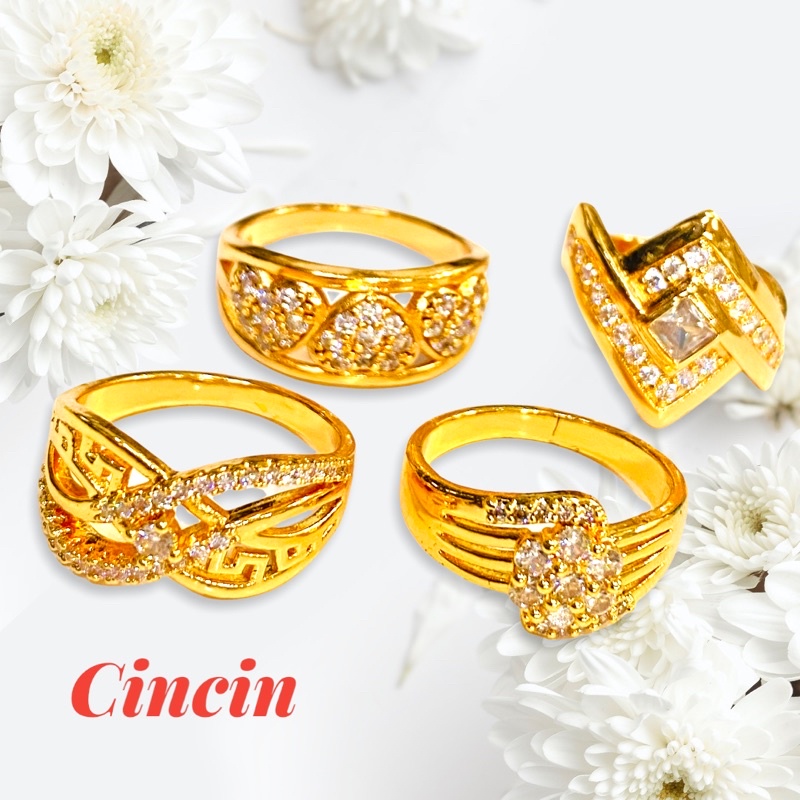 cincin wanita  cincin mata kotak cincin permata replika diamond berlian cincin lapis emas