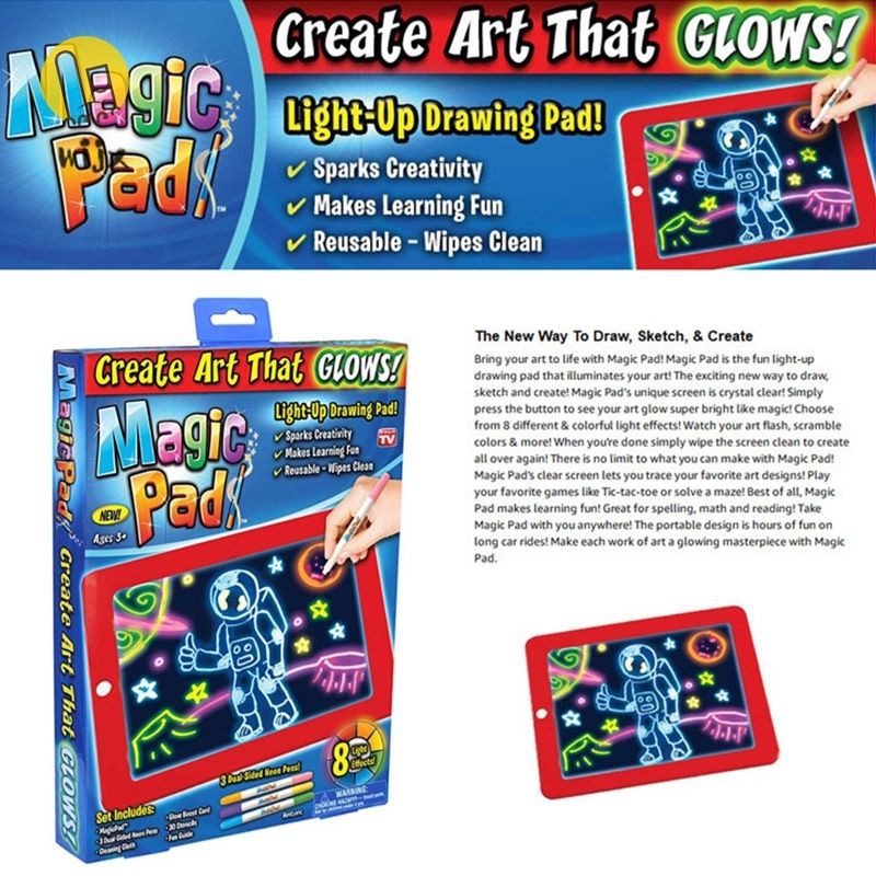 MAINAN PAPAN EDUKASI MAGIC GLOW DRAWING BOARD PAPAN MENGGAMBAR