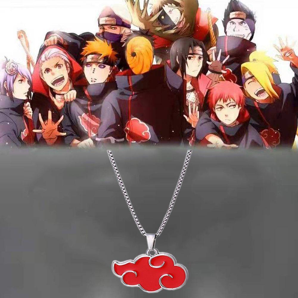 [Elegan] Narutos Anime Kalung Kreatif Keren Rantai Paduan Akatsuki Awan Merah Liontin Sederhana Pria Leher Rantai