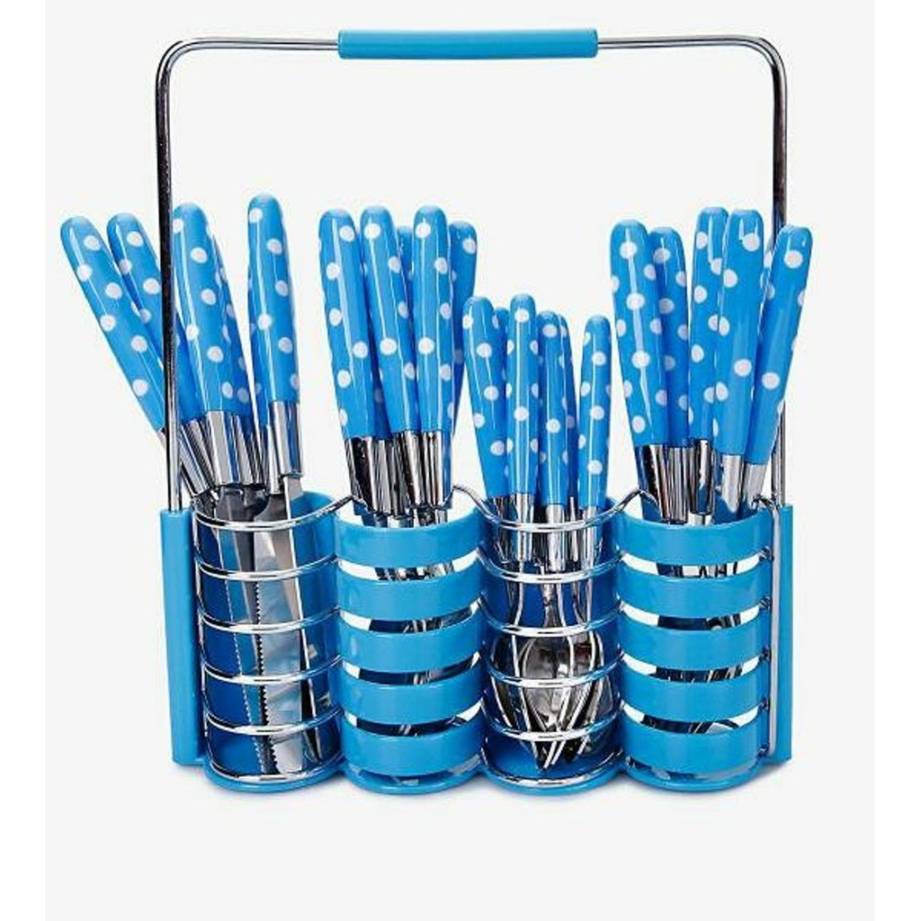 Cutlery Set 24 IN 1 Sendok Polkadot Set Isi 24 Alat Makan Dapur