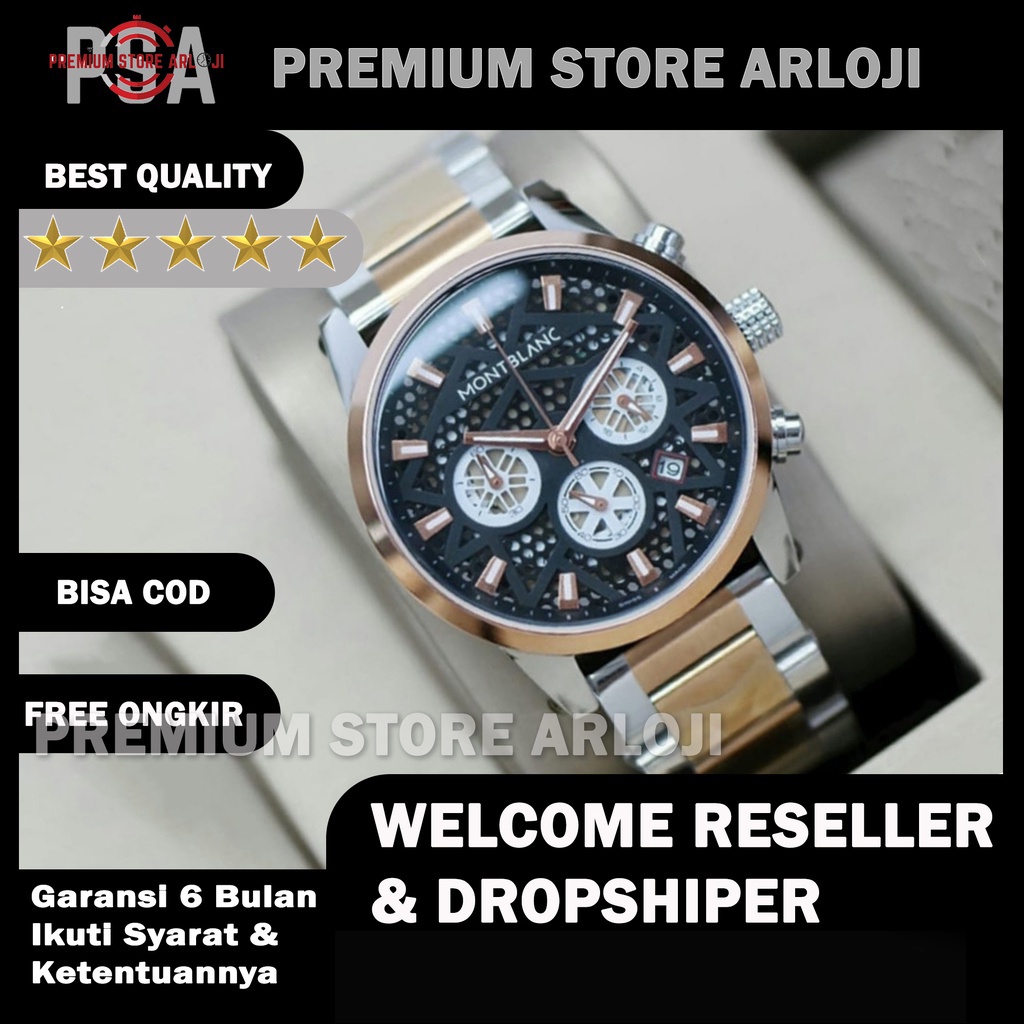 Grosiran Jam Tangan Pria MB 42170ET Analog Tali Rantai Tanggal Chrono Aktif Free Baterai Cadangan (BISACOD)