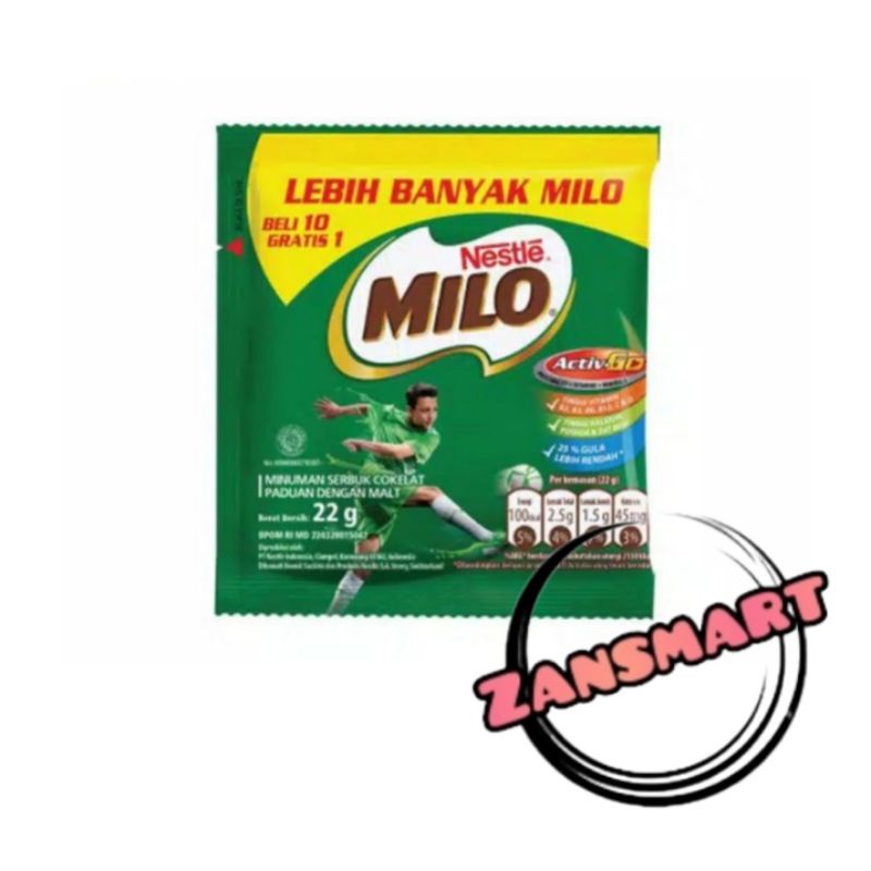 

Milo renceng 22 gr 10 sachet gratis 1