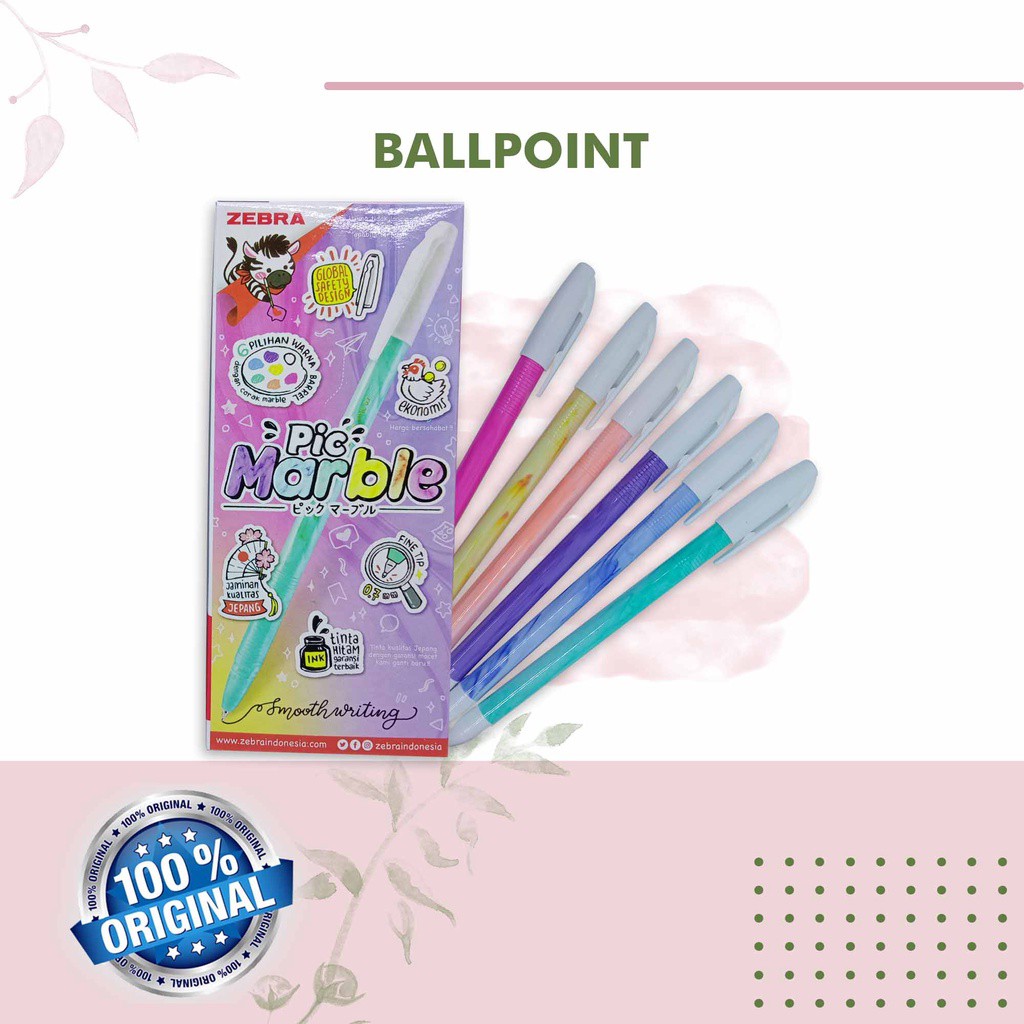 

SERI BALLPOINT FINE 0.7 ZEBRA / PIC CANDY / PICCOLOURS / PIC-MARBLE PERBIJI