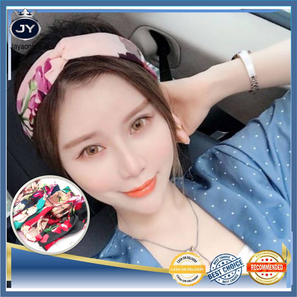 JY B9 BANDO KAIN WANITA MURAH HAIRBAND ELASTIS MOTIF BUNGA AKSESORIS RAMBUT WANITA