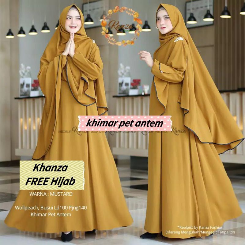 Baju Gamis Dress Pesta Kondangan Muslim Syari Busui Polos Wanita Ukuran  L XL XXL JUMBO KHANZA Plus 