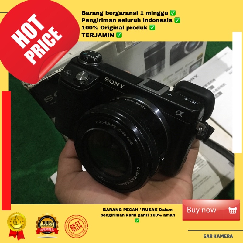 Kamera mirorles sony nex 6 fullset box lensa 16-50 kit
