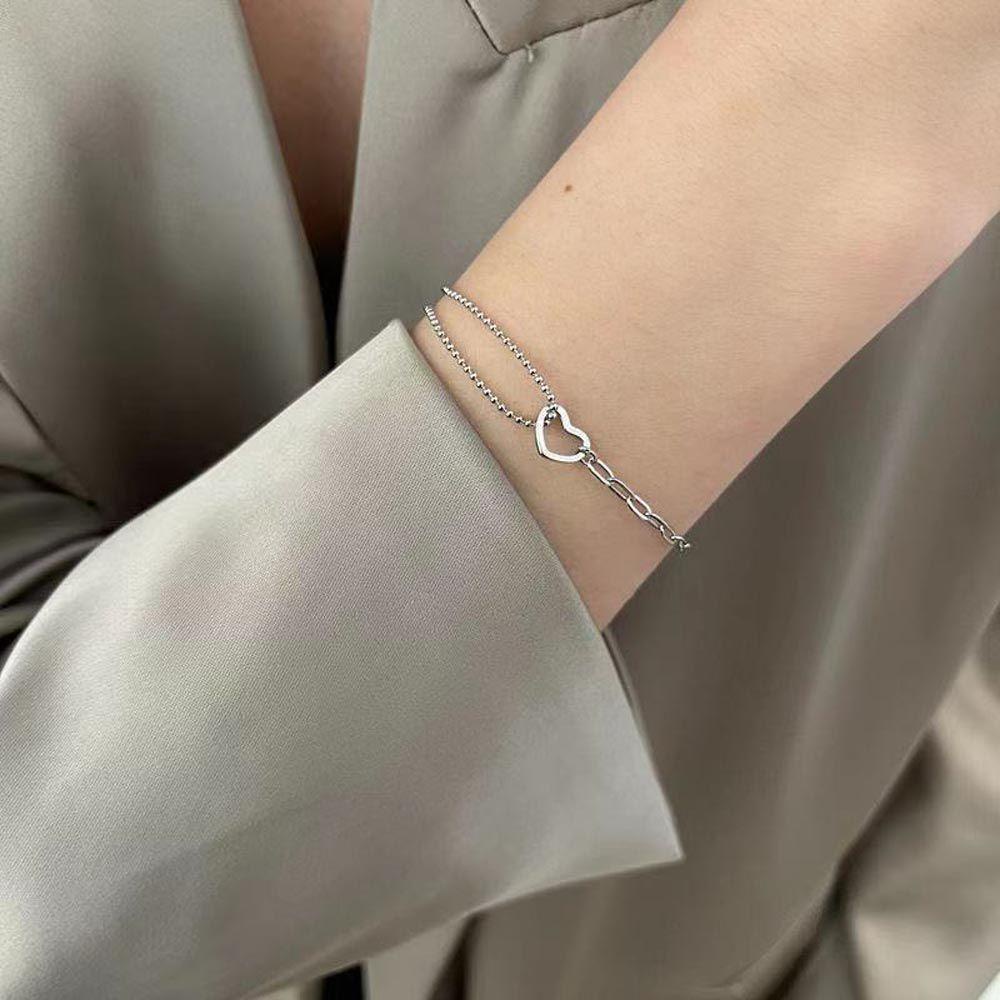 Gelang Rantai Desain Hati Gaya Vintage Untuk Pria Dan Wanita
