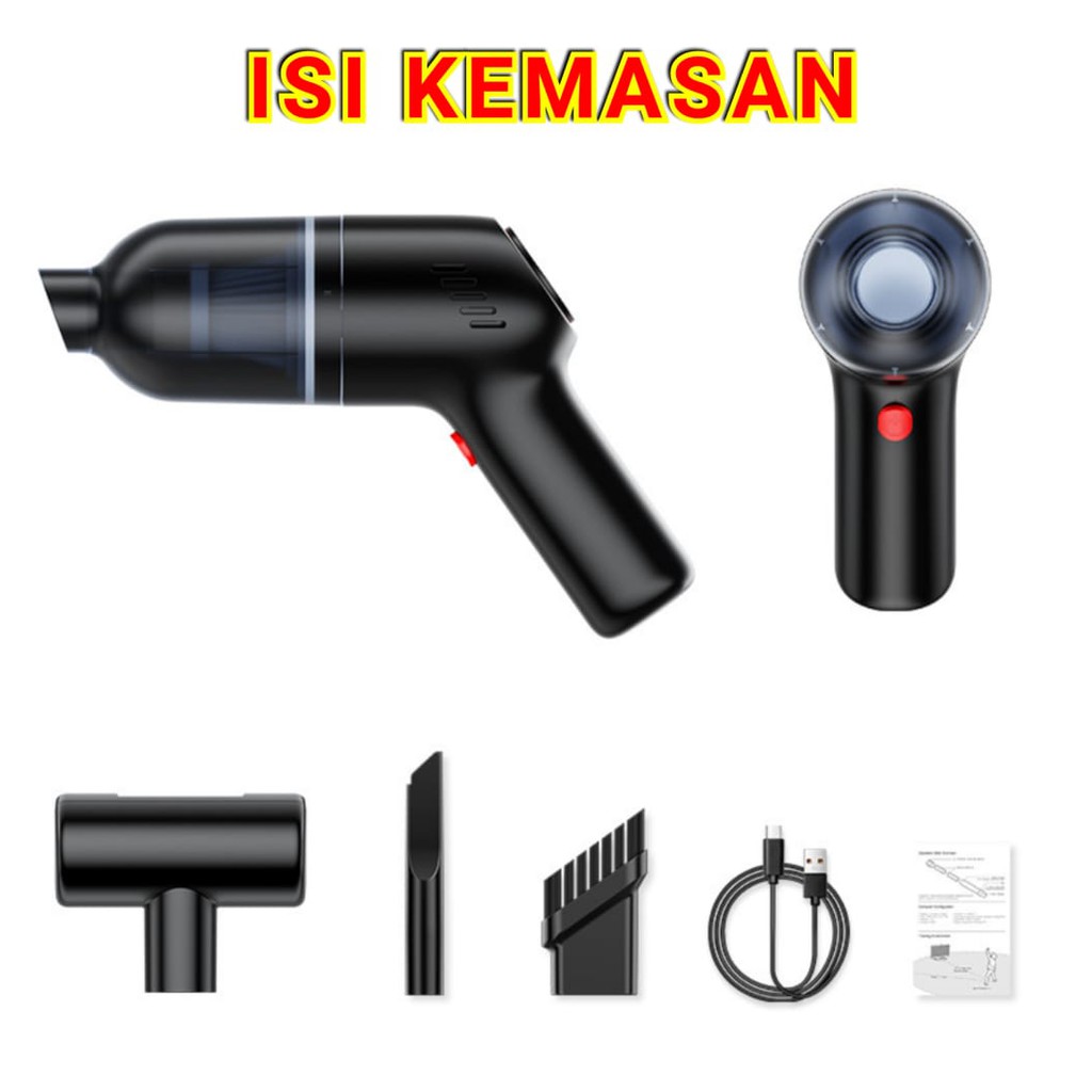 SUPER 9000 Pa Wireless Car Vacuum mobil Cleaner / Vakum Penyedot Debu mobil - Tanpa Kabel USB Baterai CAS