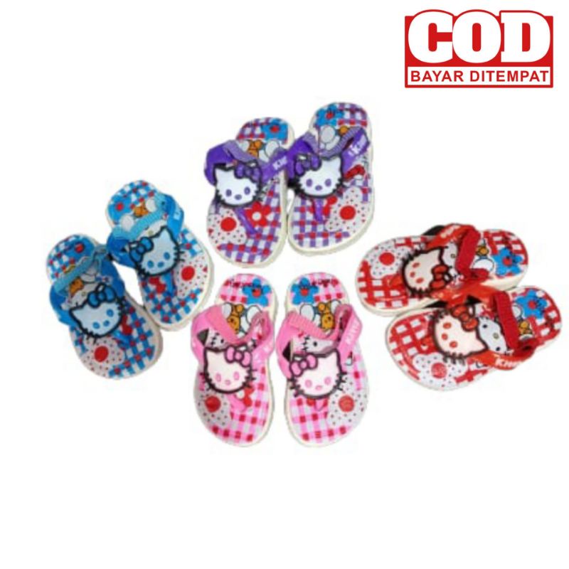 Sendal anak karet bunyi motif hello kitty