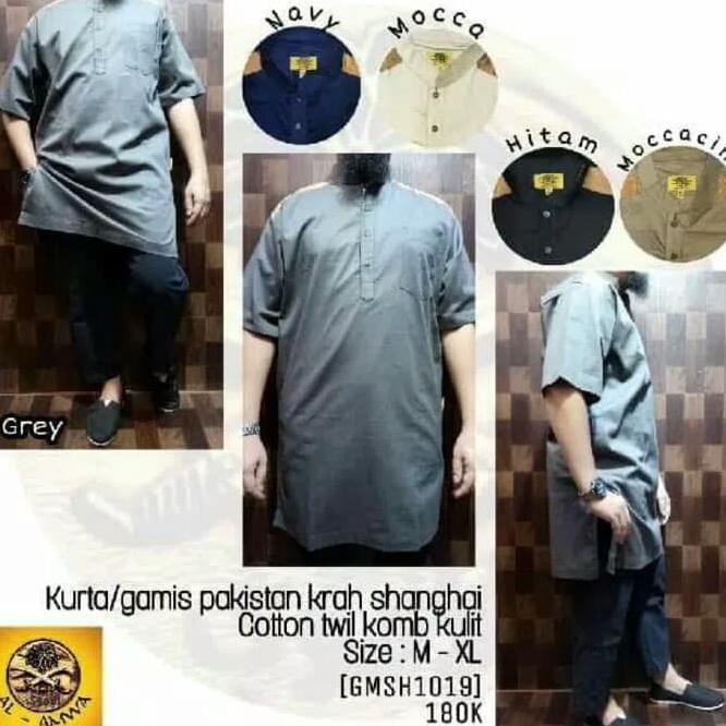Baju Koko Pria Sanghai Al Amwa Muslim -Baju Kurta Pria Al Amwa Muslim