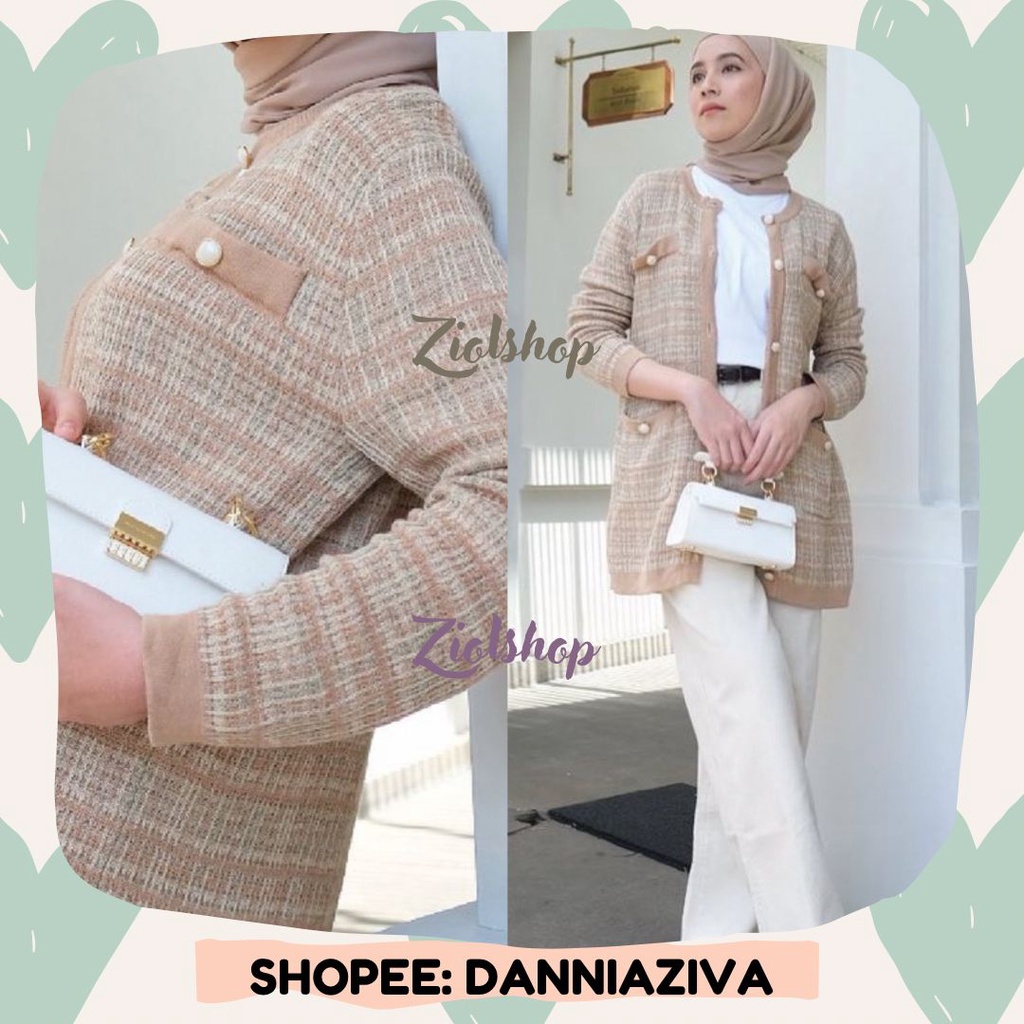 Ready Elle Cardigan Muda Official Khaki LXL by muda official