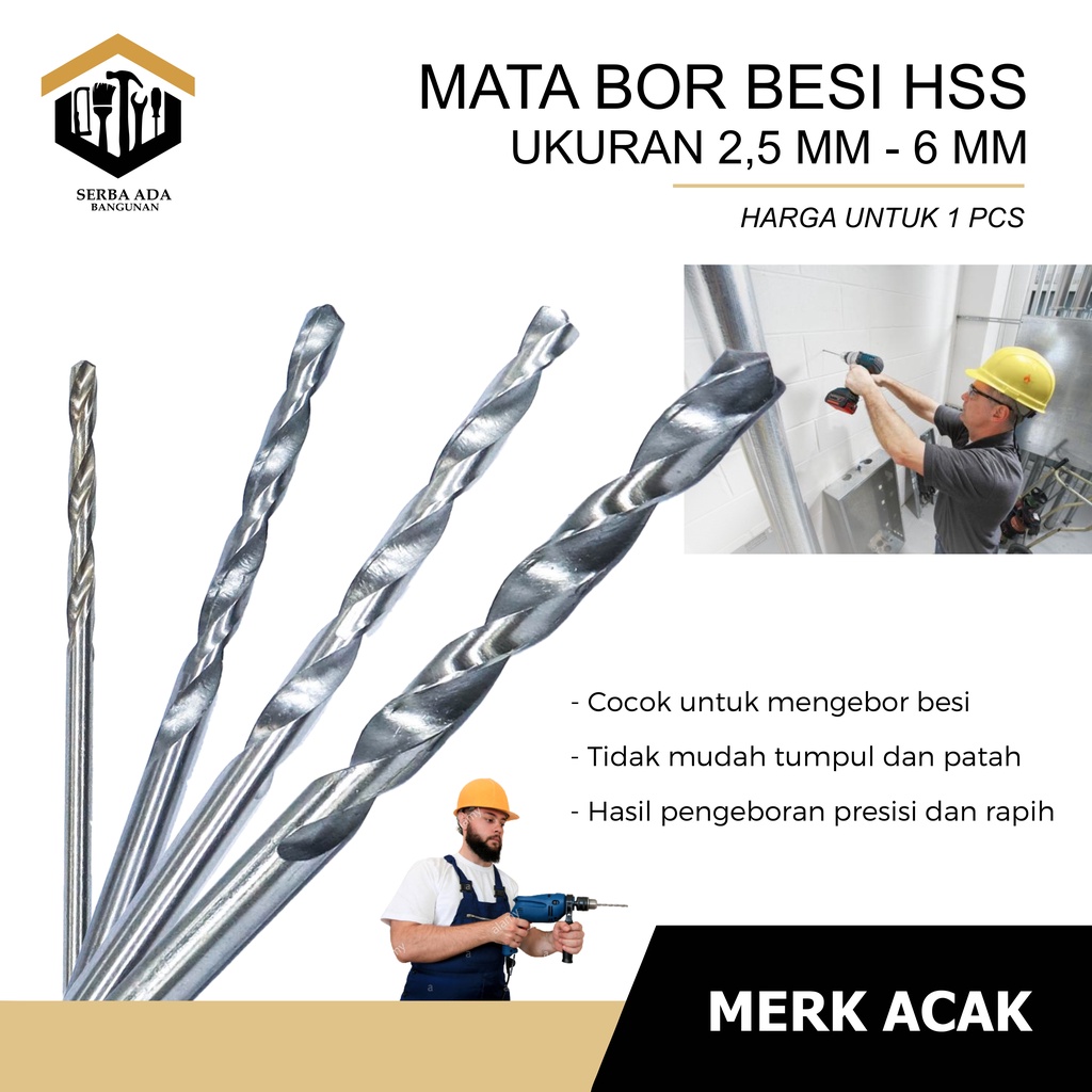 Mata Bor Besi HSS 2.5 mm - 4.5mm - 5mm - 6mm Hss