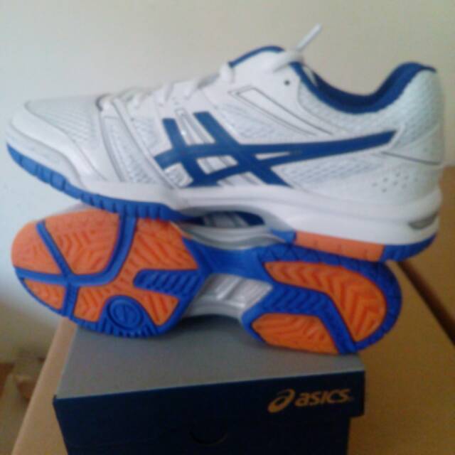 Sepatu asics gel rocket putih-biru original