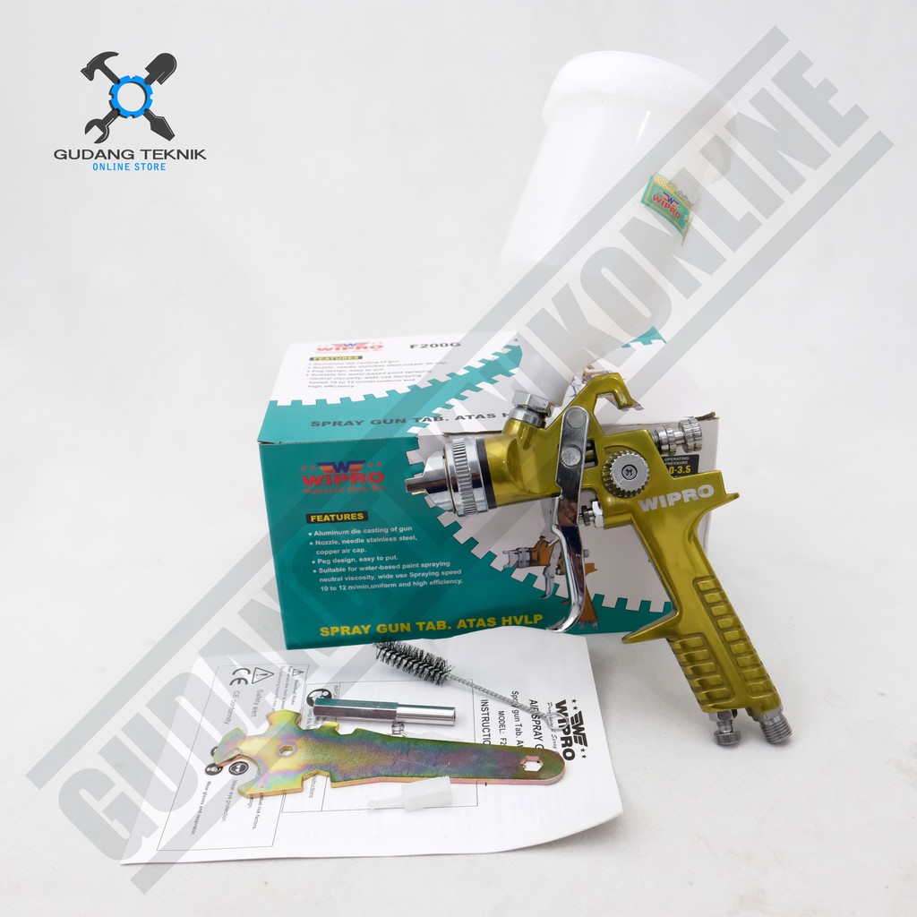 Spray Gun Wipro HVLP F200G 600cc - Alat Semprot Cat Low Preasure Tabung Atas 600ml