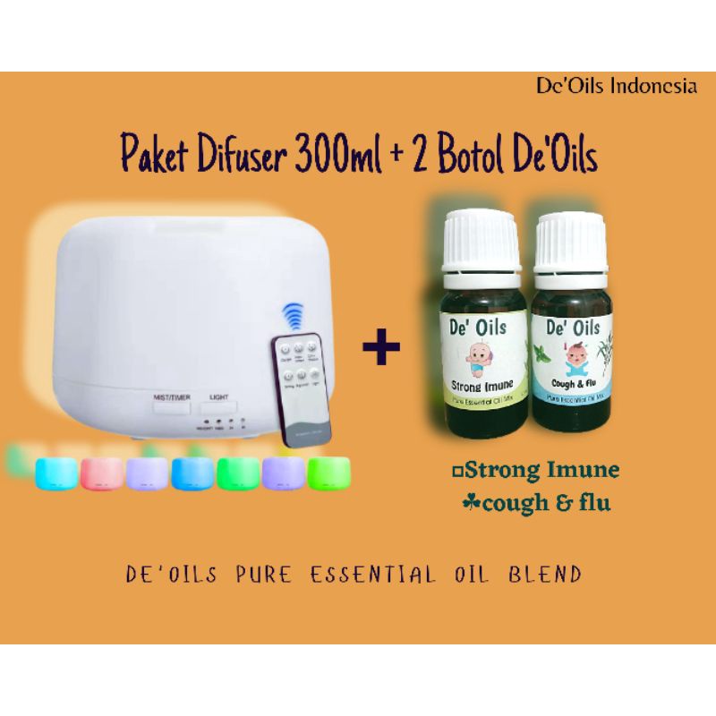 De'Oils Paket Difuser + Essential Oil Murni Berkualitas Pure Essential Oil Aromateraphy baby