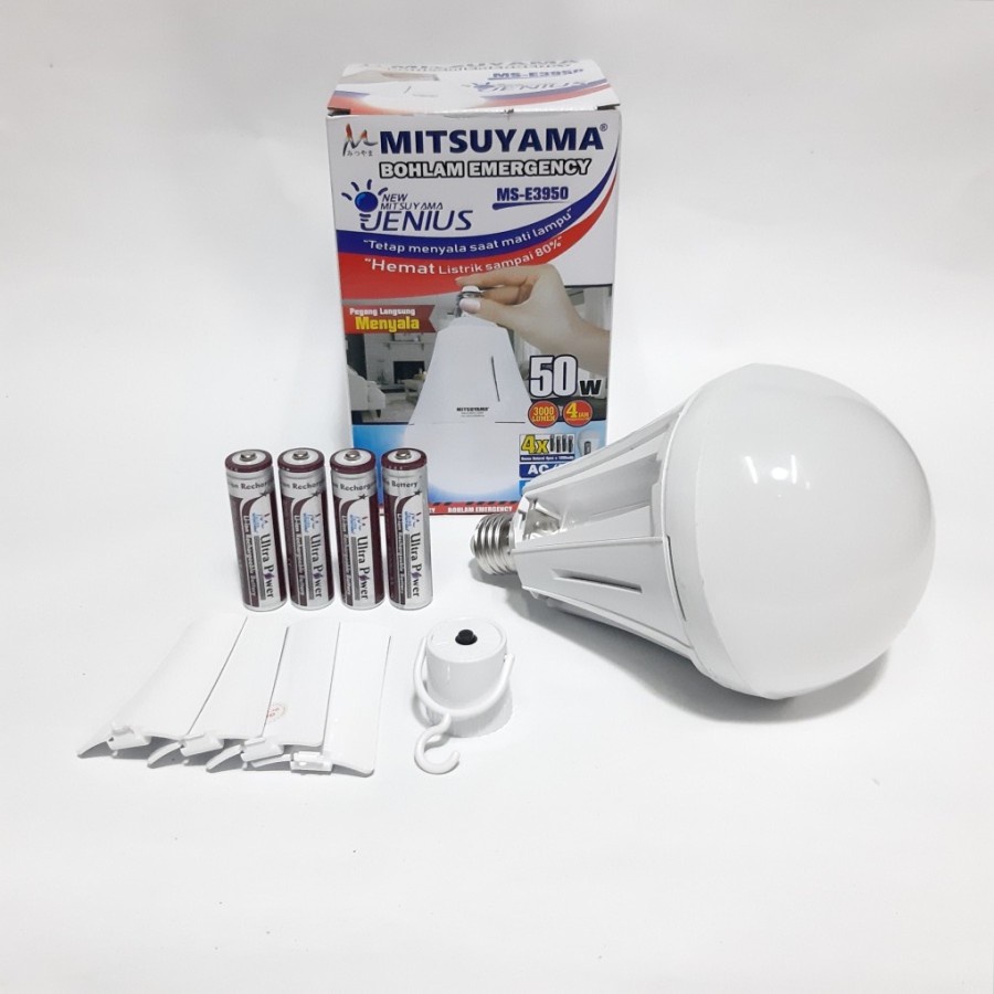 Barangunik2021-Lampu Bohlam Jenius 50 Watt LED Otomatis Mitsuyama Emergency MS-E3950