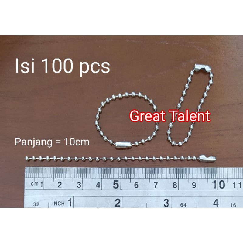 100 pcs RANTAI KUKU Nikel Silver - Ring Rantai Biji Lada 10cm - Gantungan Kunci - Hangtag - Hang Tag