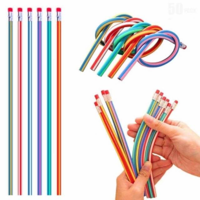 

Pensil Kreatif bisa Tekuk - Elastis - Menekuk dengan Penghapus (5 pcs)