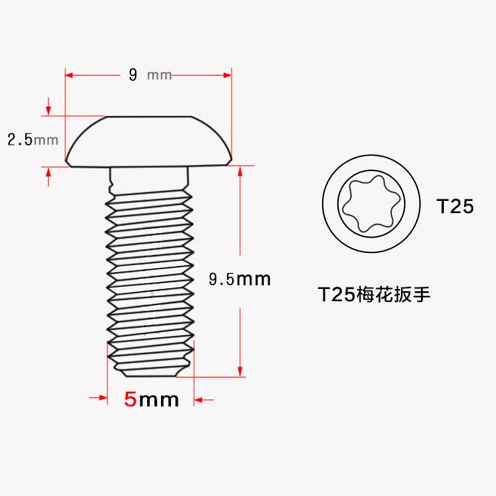 YGRETTE - 1Pcs 12mm  Baut Cakram sepeda Rotor Bicycle Disc Brake Bolts Mounting Screws T25 Head