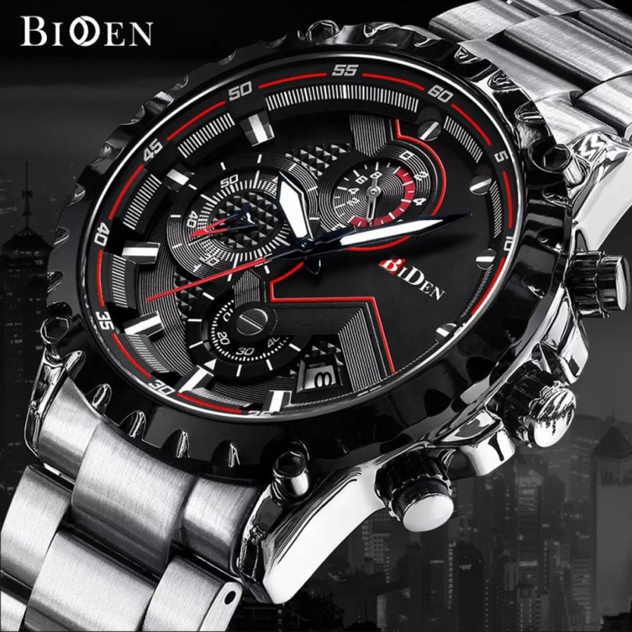 JAM TANGAN PRIA BIDEN 0074 TAHAN AIR 3ATM &amp; GUNCANGAN CHRONO TANGGAL AKTIF SPORT BISNIS CASUAL