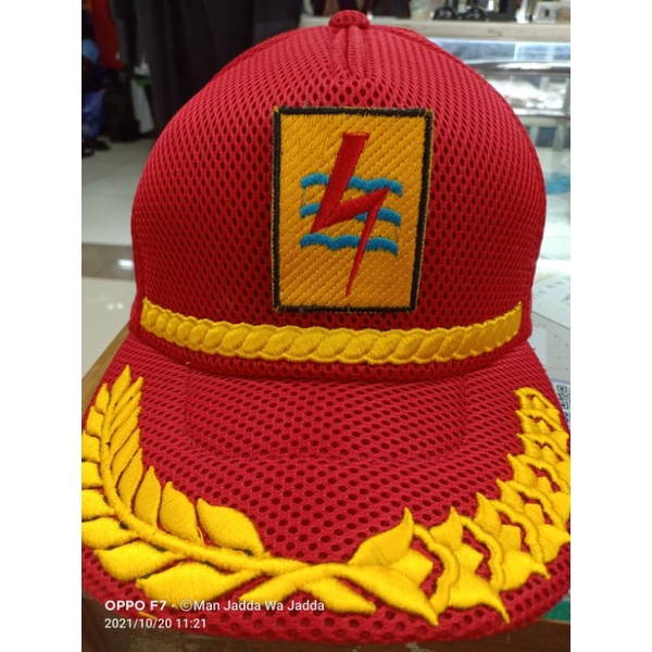 TOPI JARING PLN PADI KAPAS PLUS BORDIR NAMA.