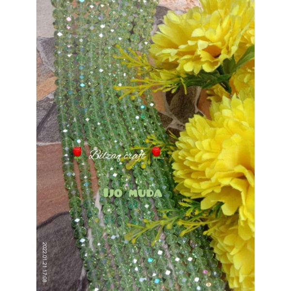 Kristal ceko 8mm gol.biasa-ijo muda