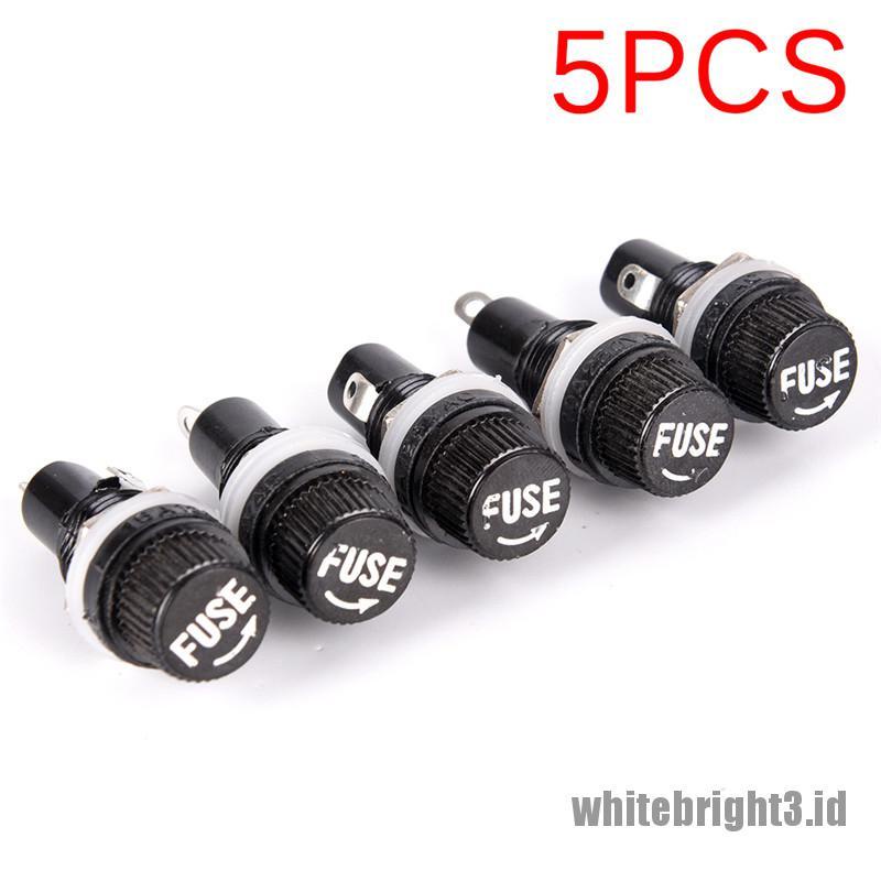 &lt; White3 &gt; 5PCS Socket Holder Panel Sekring Kaca 250V Untuk 5x20