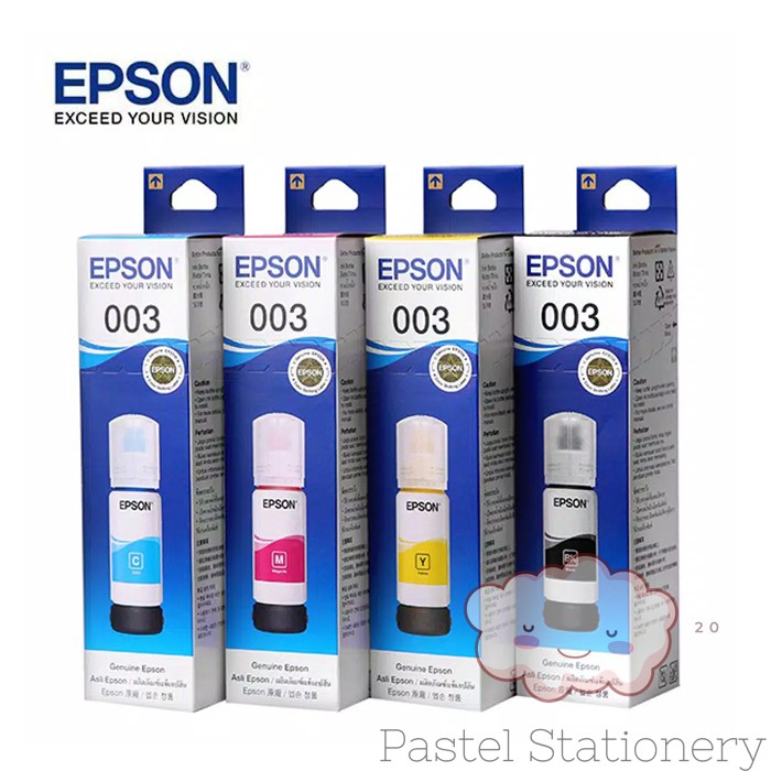 Tinta Epson 003 100% Original Cyan Magenta Yellow Black L-Series Printer L1110 L3100 L3101 L3110 L31
