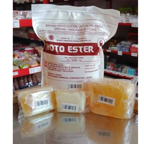 

SP Ryoto Ester Repack 50 gr / 100 gr / 250 gr / Emulsifier Pengemulsi Pelembut Cake / Pengembang Adonan