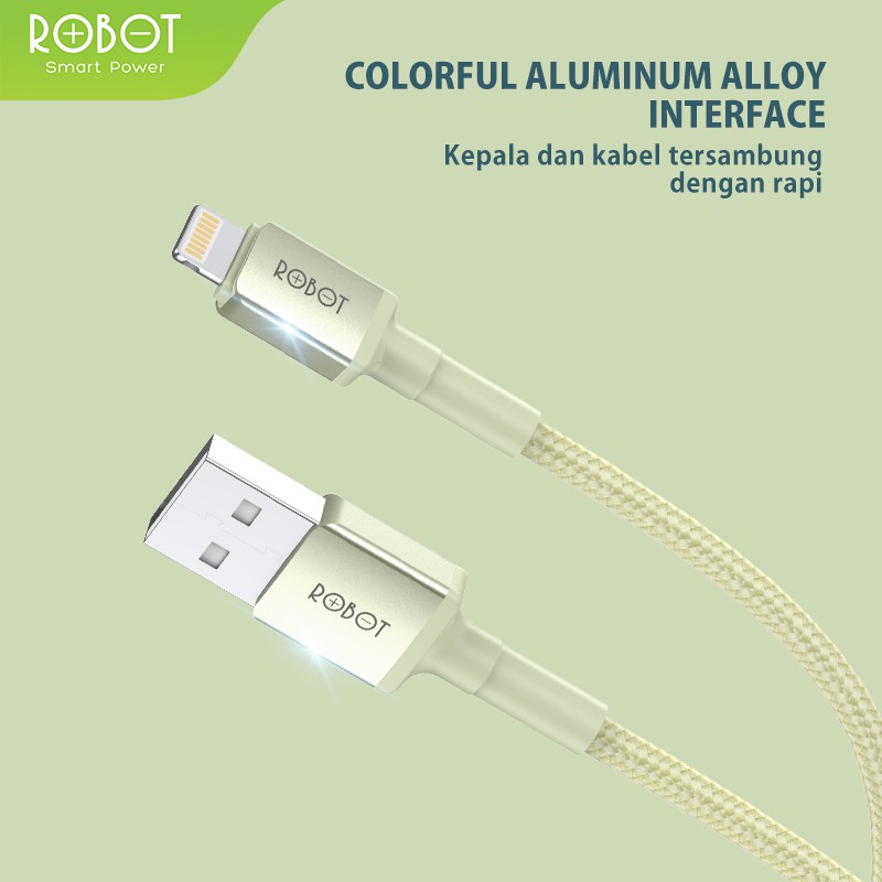 ROBOT usb Kabel Data RSM/RSM100/RSL UNTUK HP Android Iphone Lightning Type C Micro USB 1M Data Cable Original