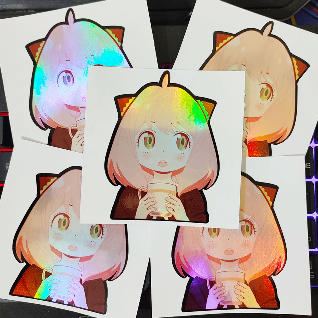 STICKER STIKER HOLOGRAM ANIME - SPYXFAMILY ANYA FORGER  - STIKER ANIME HOLOGRAM