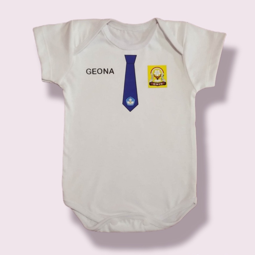 AISA baju bayi custom nama jumsuit jumper bodysuit seragam sekolah SD SMP SMA murah lucu newborn-3