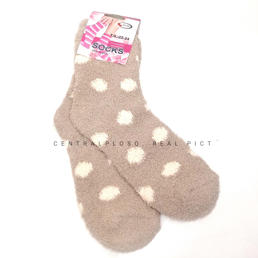 Kaos Kaki Tebal Anti Dingin Sangat Lembut Empuk dan Nyaman Bahan Berkualitas kaos kakicp-Polka Latte