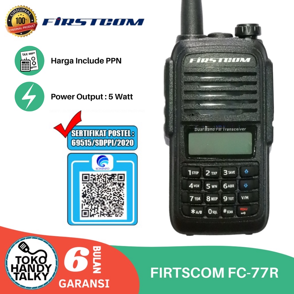 FIRSTCOM FC-77R FC 77 FC77 DUALBAND FM TRANSCEIVER NEW ORIGINAL GARANSI RESMI POSTEL